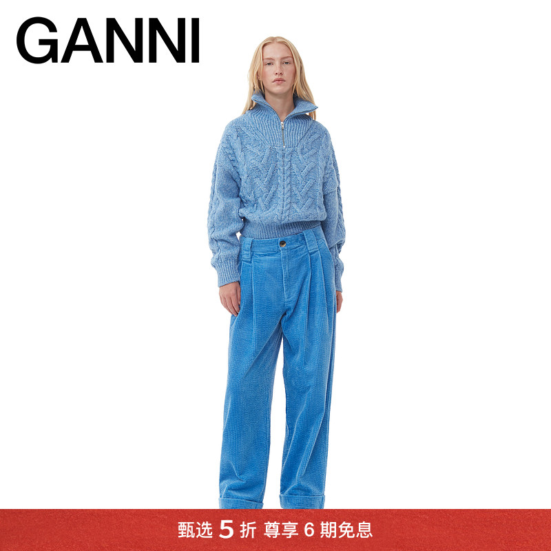 全新绞花毛衣GANNI半高领