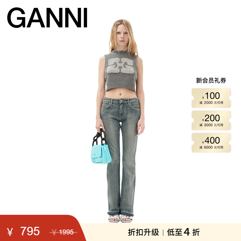 春夏低腰GANNI长裤做旧
