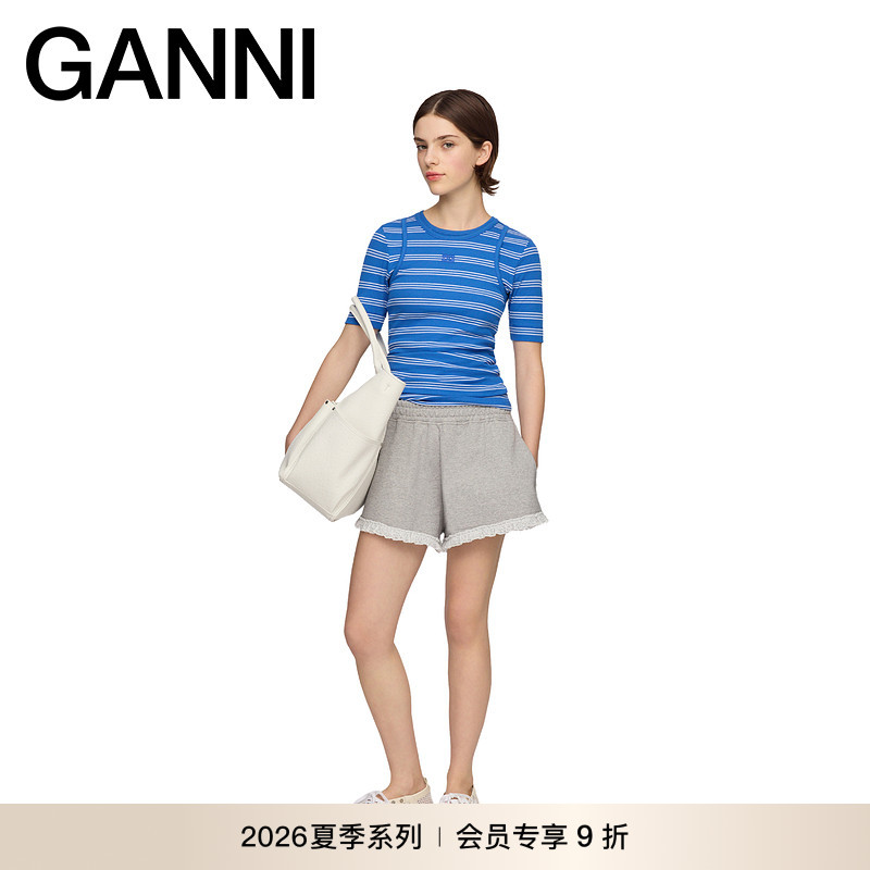 【新品会员9折】GANNI女装 灰色蕾丝休闲裤运动短裤 A1110069920图片