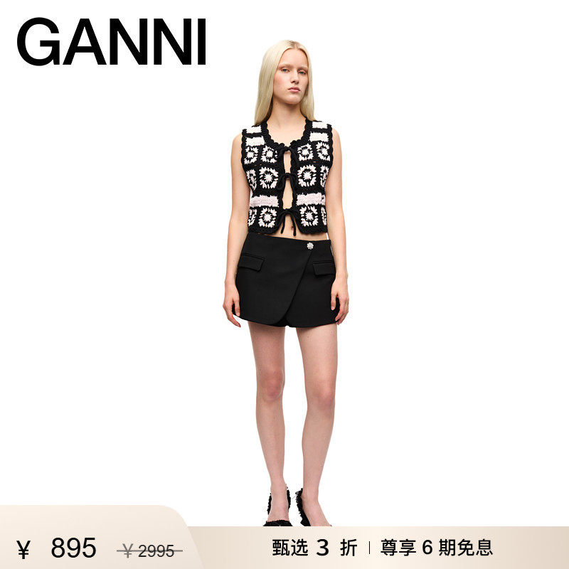 【惊喜首降】GANNI女装 多色镂空马甲背心无袖针织毛衣 K2440065