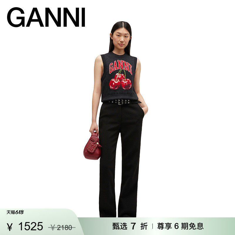 【惊喜首降】GANNI女装 樱桃马甲背心无袖毛衣针织衫A1070264252