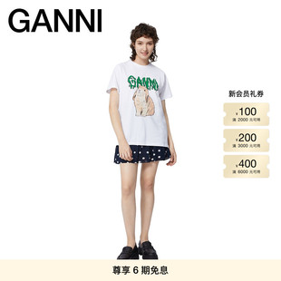 T恤衫 GANNI女装 呆萌兔子图案动物印花短袖 款 经典