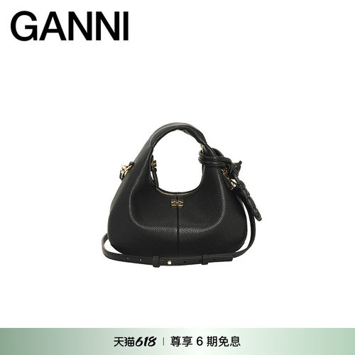 【春夏新款】GANNI女包 黑色优雅mini HOBO手提包腋下包 A6976099