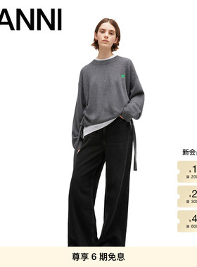 【秋冬新品】GANNI女装 静奢风简约宽松抽绳毛衣针织衫 K2632220