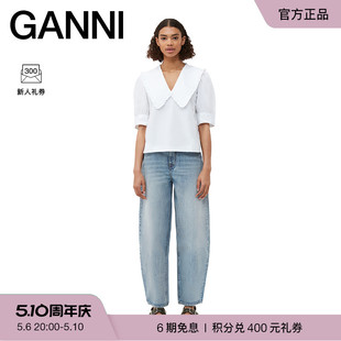 白色娃娃领泡泡袖 GANNI女装 棉府绸上衣 中国专享 F8635151