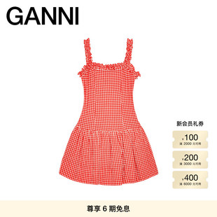 GANNI女装 子吊带连衣裙W0677474 荷叶边甜美风格