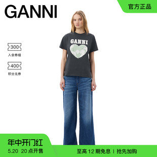 GANNI女装 火山灰爱心印花纯棉短袖 夏季 T恤衫 T4042490 新款