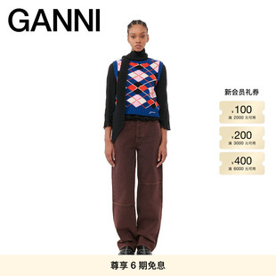 GANNI女装 K2046756 菱格纹圆领针织马甲毛衣背心