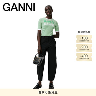 T恤衫 GANNI女装 圆领短袖 拼色修身 T3352484 logo款
