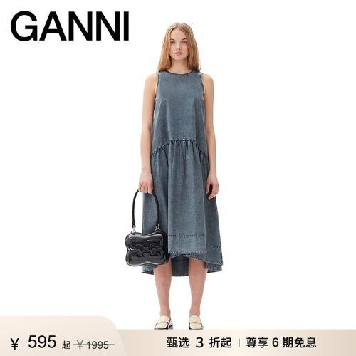 休闲连衣裙棉质GANNI宽松长裙