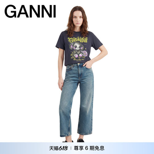 【春夏新款】GANNI女装 可爱考拉印花宽松短袖T恤 A1050218252