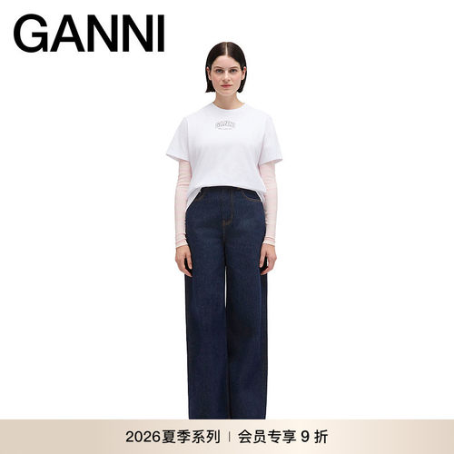 【新品会员9折】GANNI女装 休闲秋直筒裤水洗牛仔裤 A1100075077
