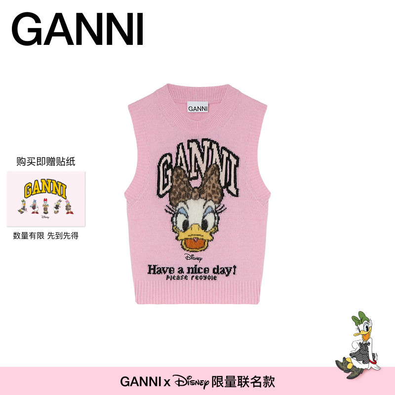 【GANNI x Disney】黛丝印花甜美无袖马甲针织背心 A1070152868