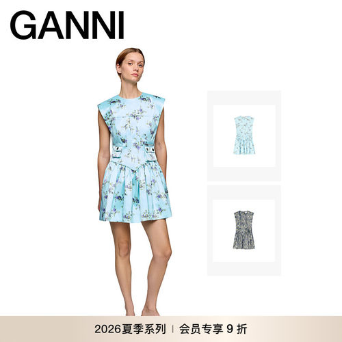 【新品会员9折】GANNI女装 花卉优雅无袖度假连衣裙 A1030481052