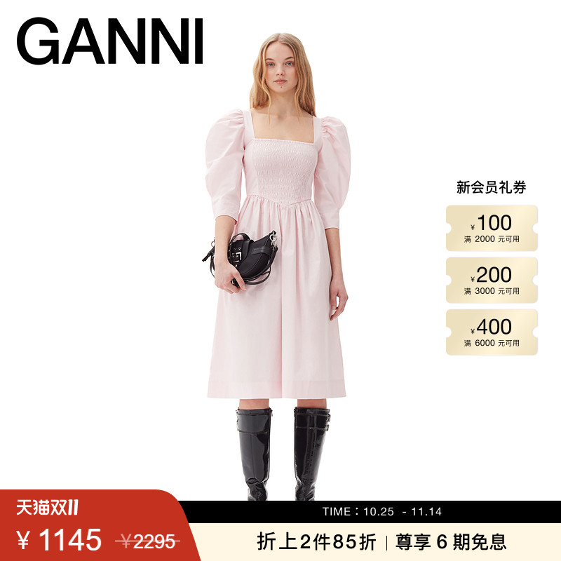 GANNI约会连衣裙娃娃裙泡泡袖