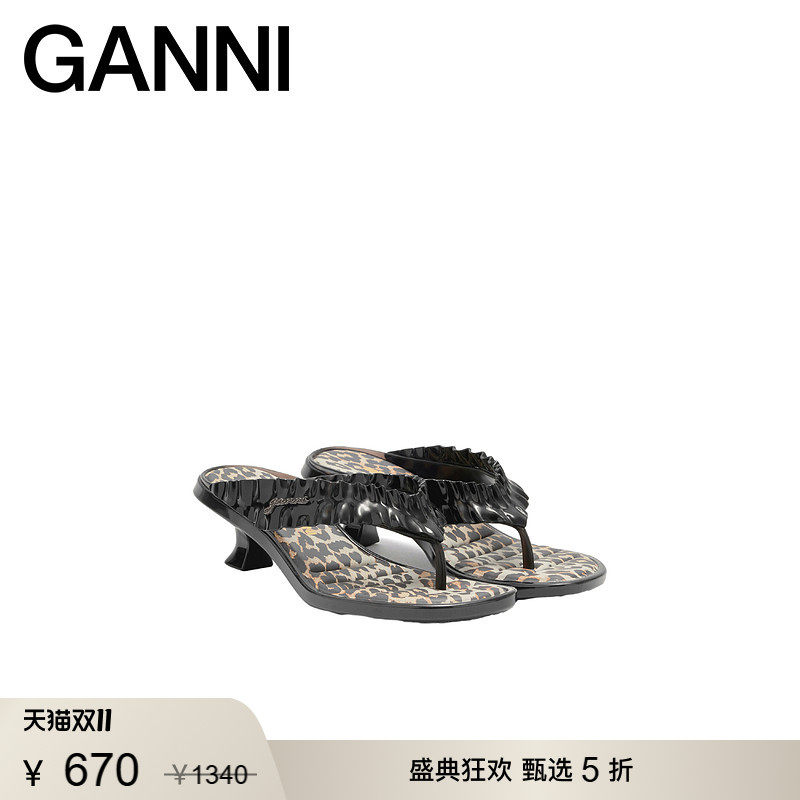 【甄选折扣】GANNI x Melissa联名 复古风豹纹人字拖 D1030011099