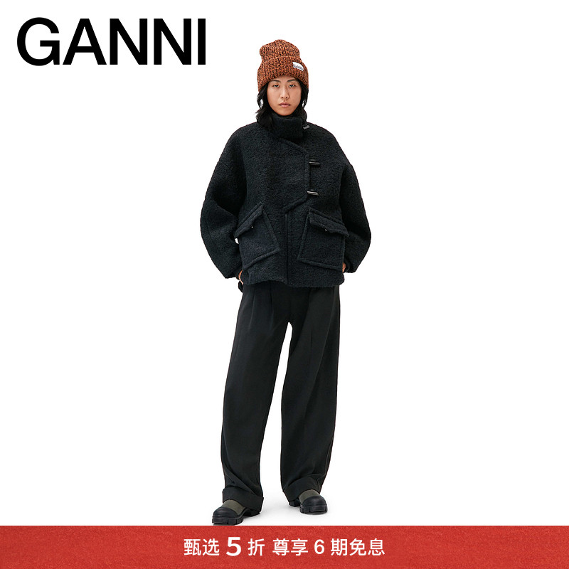 【甄选折扣】GANNI女装 绵羊毛混纺柔软高领毛呢夹克外套F9156135