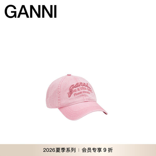 【夏季新款】GANNI女装 水洗复古棒球帽粉色甜美帽子 B3020232478