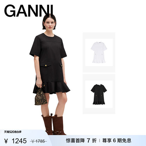 【惊喜首降】GANNI女装 基础款棉质简约带口袋连衣裙 A1030205099