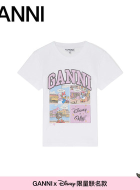 【GANNI x Disney】趣味黛丝漫画修身内搭辣妹风T恤 A1050137151
