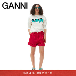 撞色缝线设计圆领休闲上衣卫衣 GANNI女装 T3459135 甄选折扣
