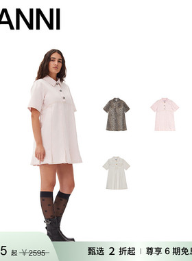 【甄选折扣】GANNI女装 白色缝线通勤A字裙连衣裙短裙 J1454135