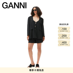 短裤 GANNI女装 直筒裤 裤 F7849099 拉链系扣西装