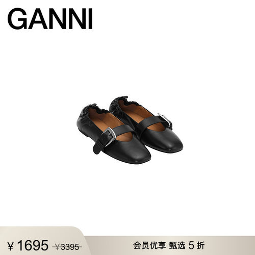 【甄选折扣】GANNI女鞋 轻便黑色潮流平底鞋休闲风单鞋 S3117099