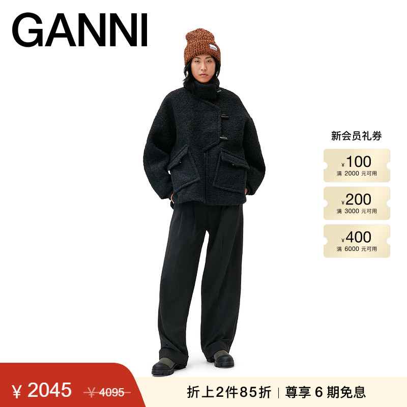 新品绵羊毛混纺外套GANNI