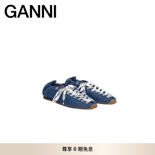 【春夏新款】GANNI女鞋 牛仔休闲鞋绑带舒适芭蕾鞋 B1040015077
