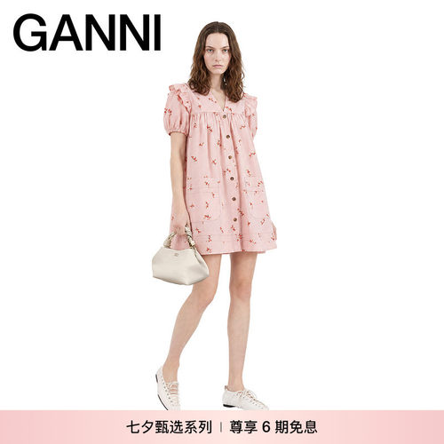 【七夕甄选】GANNI女装 粉色少女感娃娃裙夏日连衣裙 A1030603499
