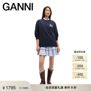 GANNI女装 套头卫衣上衣T4410683 徽标学院风长袖