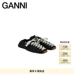 【明星同款】GANNI女鞋 复古系带运动芭蕾鞋休闲单鞋 B1040014099