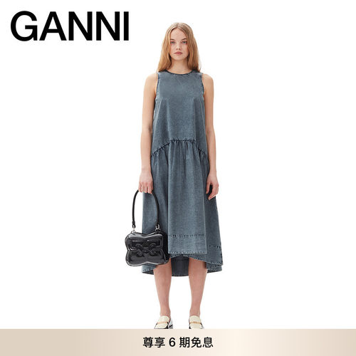 休闲连衣裙棉质GANNI宽松长裙