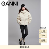 GANNI女装 豆腐白高领连帽羽绒服面包服F9690795