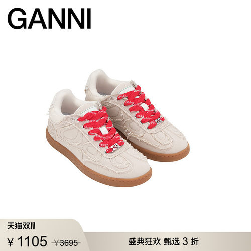 【甄选折扣】GANNI女鞋 轻便蝴蝶毛边帆布潮流运动鞋板鞋S3079518
