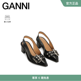 穆勒鞋 GANNI女鞋 搭扣包头凉鞋 露跟高跟鞋 黑色经典 S2331099