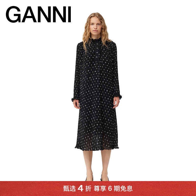 GANNI全新上市印花迷笛连衣裙
