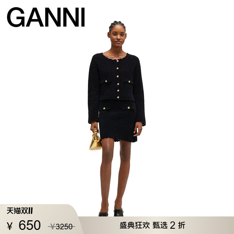 【甄选折扣】GANNI女装 精致外套秋薄款纯棉开衫毛衣 A1070113099