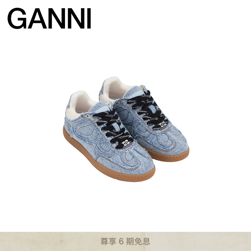 GANNI女鞋 蝴蝶元素毛边牛仔布运动鞋板鞋 S3084565