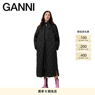 F7327099 绗缝大衣棉服外套 GANNI女装 翻领长款