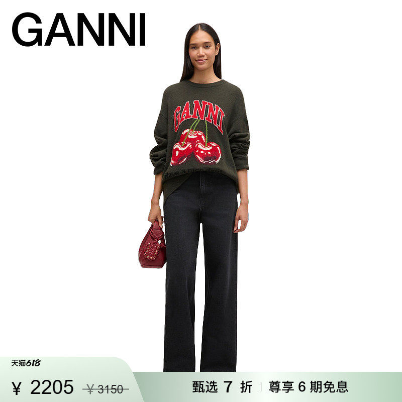 【甄选折扣】GANNI女装 卡通樱桃宽松针织衫长袖毛衣 A1070112861