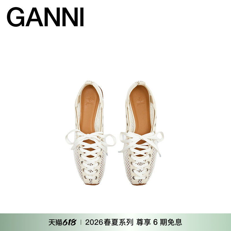 【春夏新款】GANNI女装 平底细带凉鞋网眼芭蕾运动鞋 D1020025135