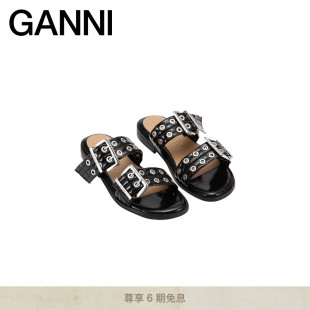 S2664099 平底凉鞋 GANNI女鞋 双搭扣系带孔眼露趾时尚