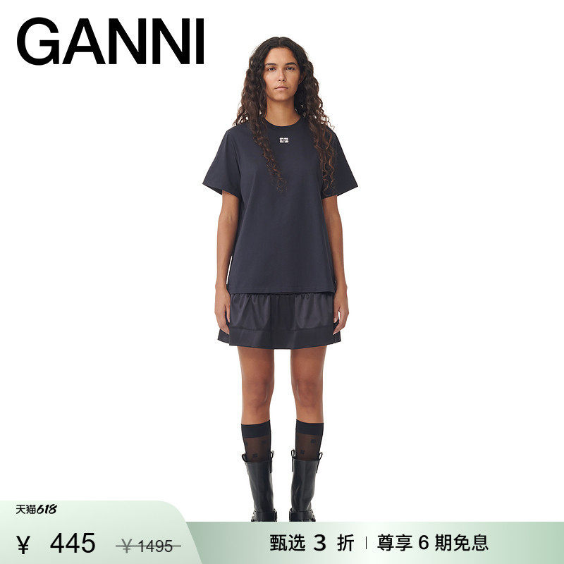 【甄选折扣】GANNI女装 经典蝴蝶logo简约纯棉短袖T恤衫 T3953252
