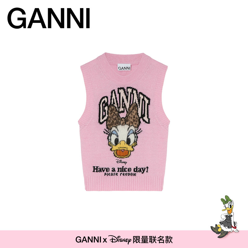 【GANNI x Disney】黛丝印花甜美无袖马甲针织背心 A1070152868