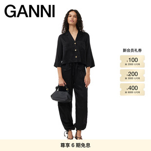 F8557099 灯笼裤 GANNI女装 抽绳水洗缎面休闲裤