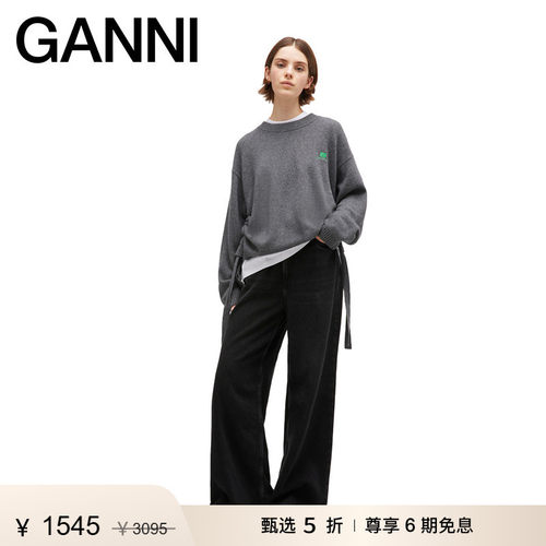 【惊喜首降】GANNI女装 经典法式优雅圆领针织长袖毛衣 K2632220