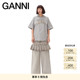GANNI女装 logo流苏印花灰色圆领T恤 T3990921