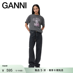 【惊喜首降】GANNI火山灰小羊印花短袖纯棉上衣T恤衫 T3789490